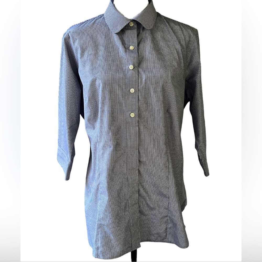 Oobe Shirt Women’s Size XL Blue Check 3/4 Sleeve Chick Fil A Button Up Workwear